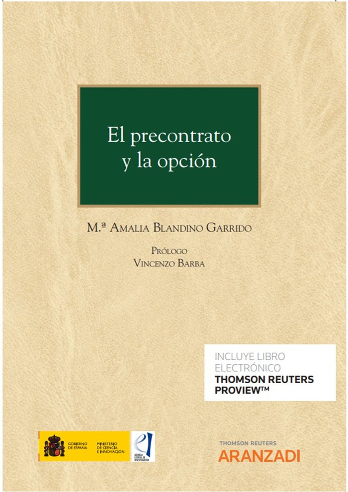 EL PRECONTRATO Y LA OPCION, de AMALIA BLANDINO GARRIDO | portada del libro