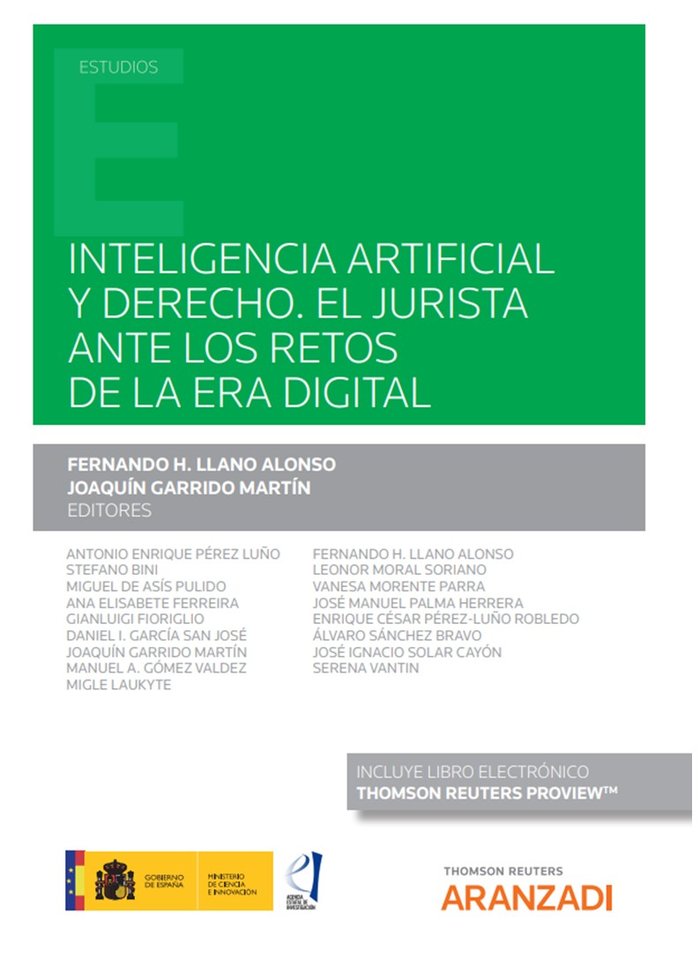 INTELIGENCIA ARTIFICIAL Y DERECHO. EL JURISTA ANTE LOS RETOS DE LA ERA DIGITAL, de FERNANDO LLANO ALONSO | portada del libro
