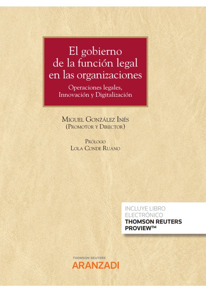 Gobierno de funcion legal en organizaciones:operaciones, de MIGUEL GONZALEZ INES | portada del libro