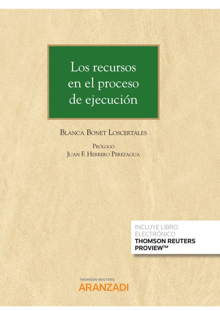 LOS RECURSOS EN EL PROCESO DE EJECUCION, de BLANCA BONET LOSCERTALES | portada del libro