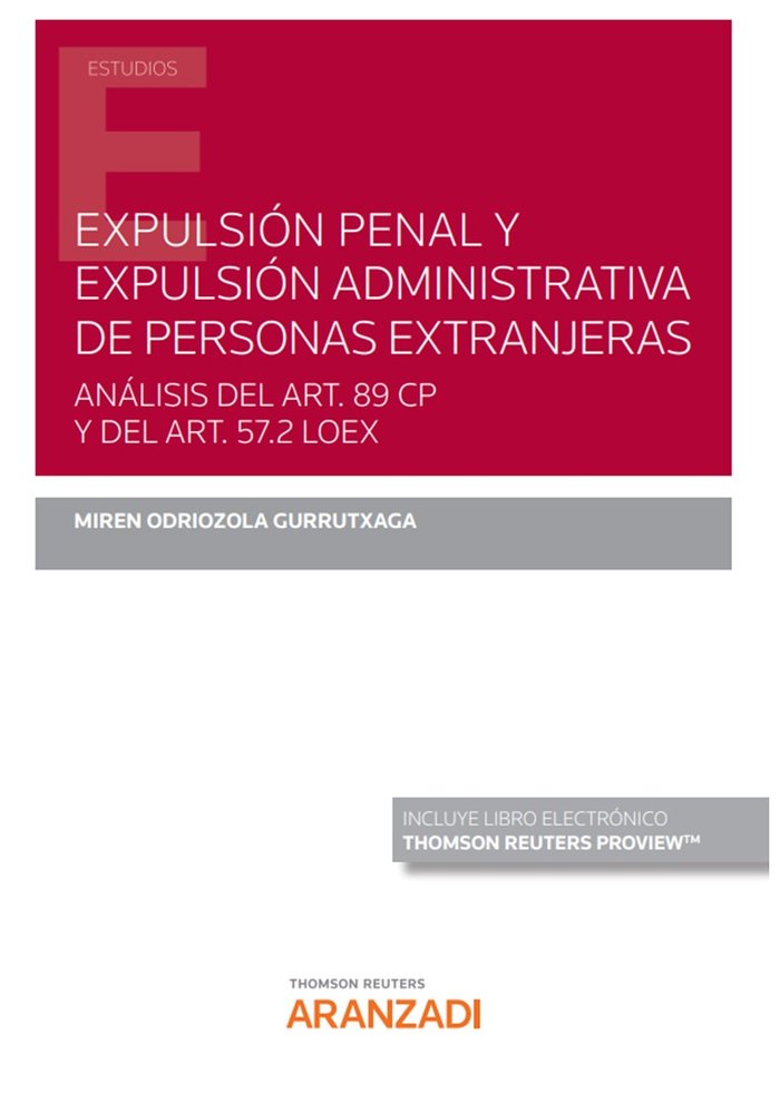 EXPULSION PENAL Y EXPULSION ADMINISTRATIVA DE PERSONAS EXTRA, de MIREN ODRIOZOLA GURRUTXAGA | portada del libro