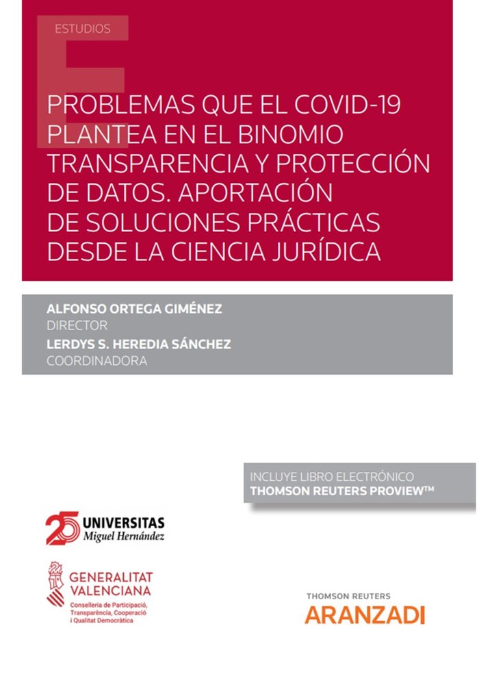 PROBLEMAS QUE EL COVID-19 PLANTEA EN EL BINOMIO TRANSPARENCI, de ALFONSO ORTEGA GIMENEZ | portada del libro