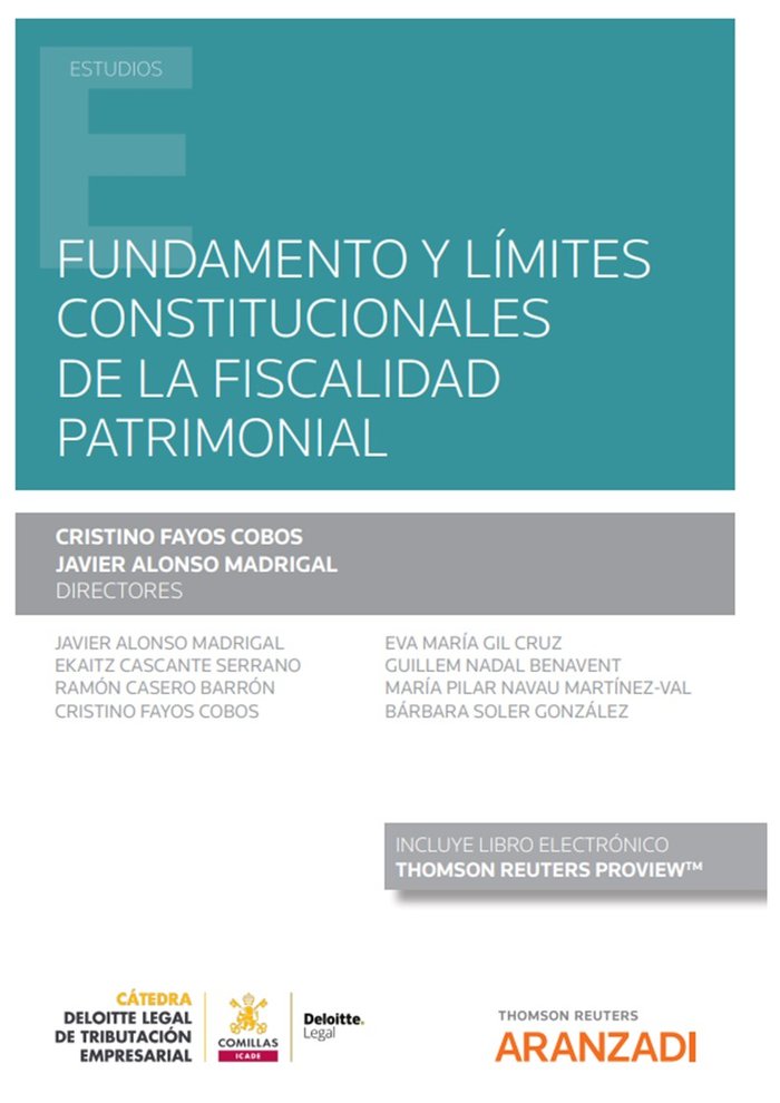 FUNDAMENTO Y LIMITES CONSTITUCIONALES DE LA FISCALIDAD PATRI, de CRISTINO FAYOS COBOS | portada del libro