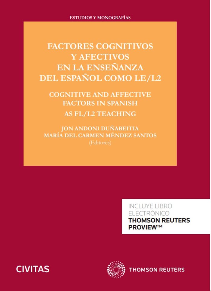 FACTORES COGNITIVOS Y AFECTIVOS EN LA ENSEÑANZA DEL ESPAÑOL, de JON DUÑABEITIA LANDABURU | portada del libro