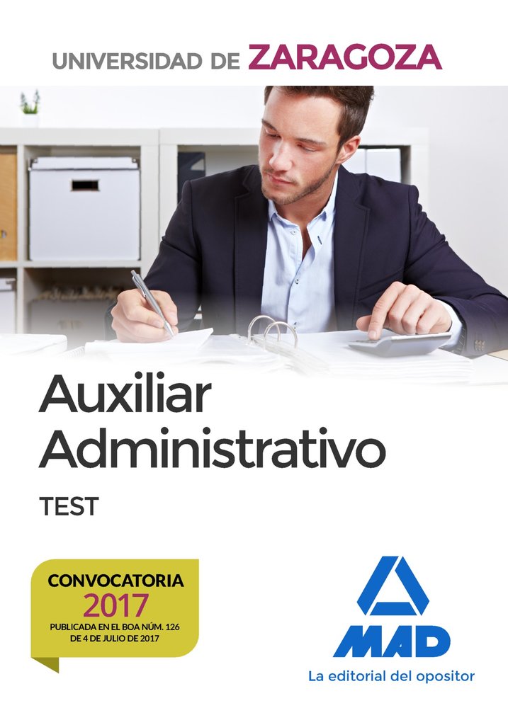 Auxiliares Administrativos de la Universidad de Zaragoza. Test, de Pérez Sánchez-Romate | portada del libro