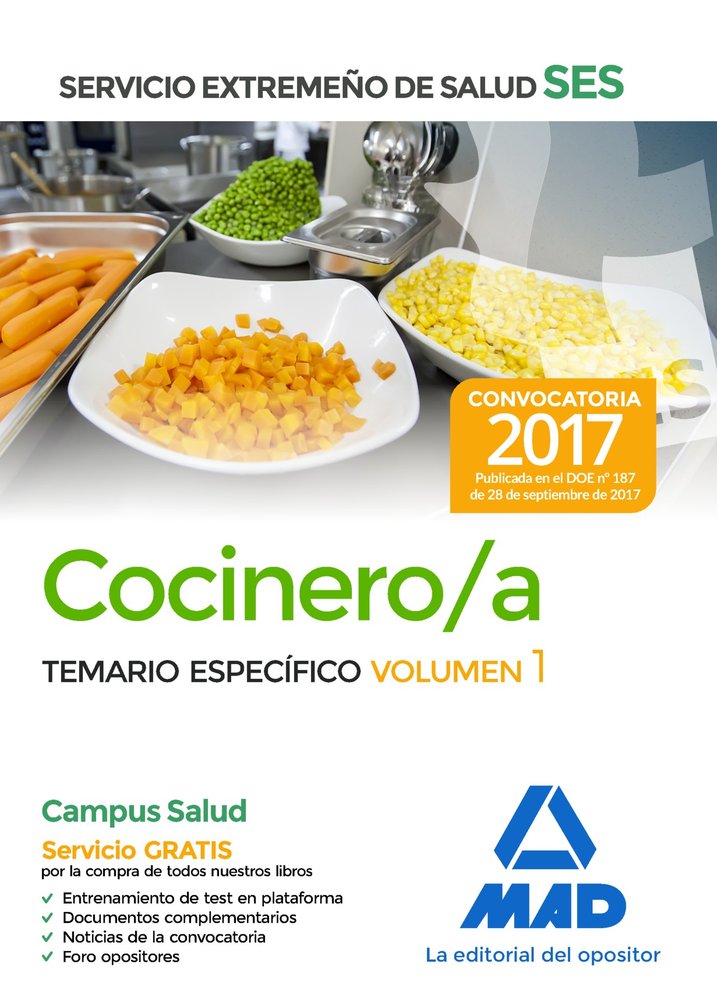 Cocinero/a del Servicio Extremeño de Salud (SES). Temario Específico volumen 1, de Molada López | portada del libro