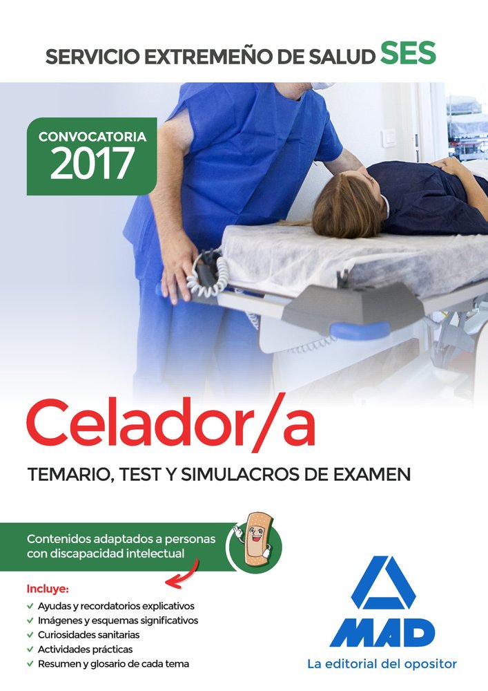 Celador del Servicio Extremeño de Salud (SES). Contenidos adaptados a personas con discapacidad inte, de Editores | portada d