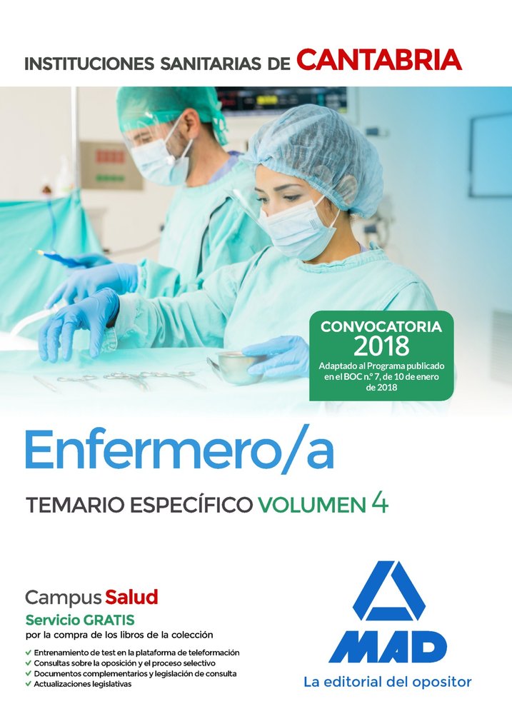 Enfermero/a de las Instituciones Sanitarias de Cantabria. Temario específico volumen 4, de Editores | portada del libro