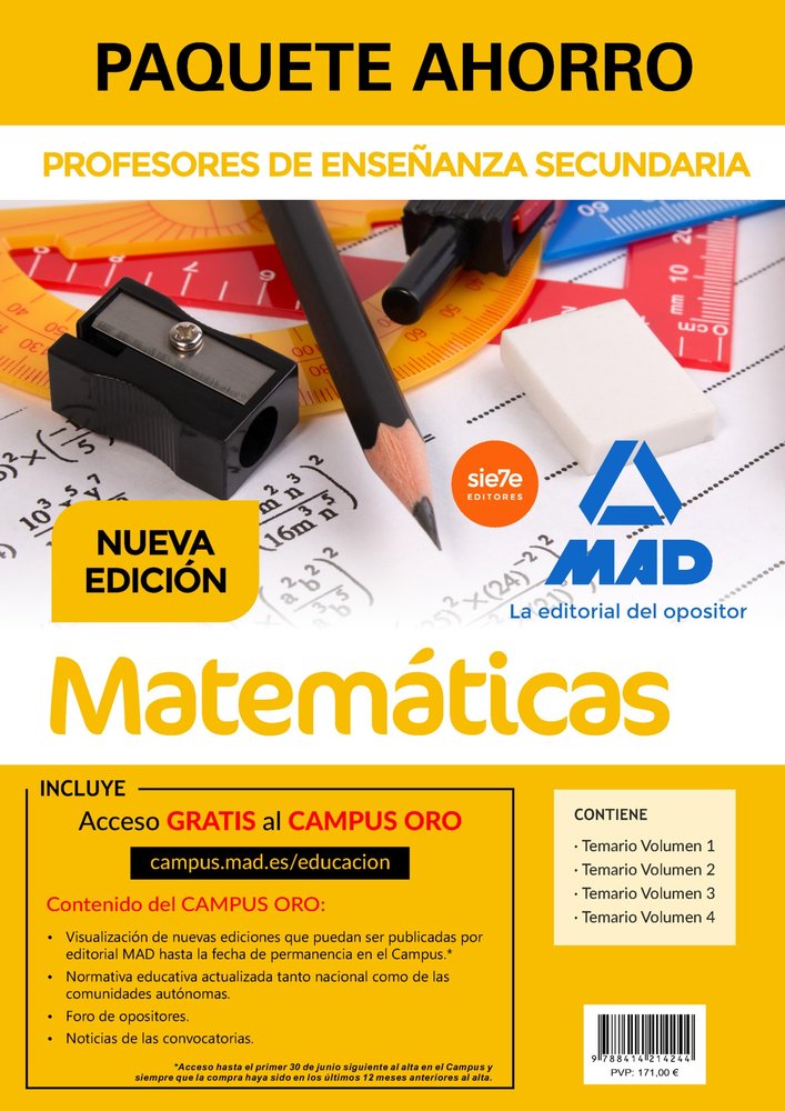Paquete Ahorro Matemáticas Cuerpo de Profesores de Enseñanza Secundaria, de VARIOS AUTORES | portada del libro