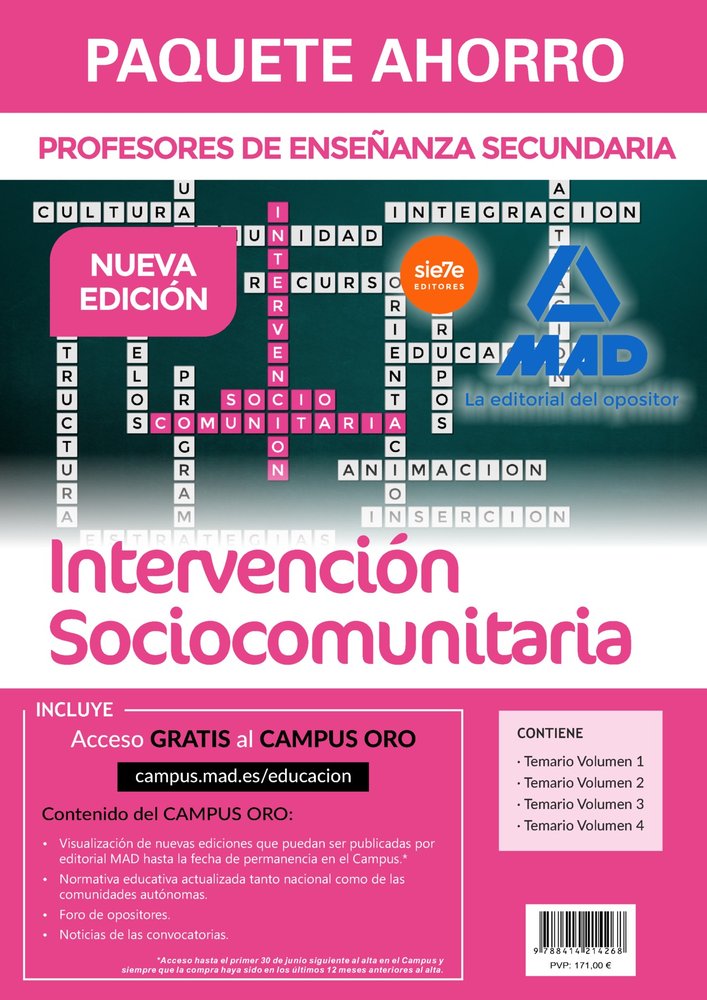 Paquete Ahorro Intervención Sociocomunitaria Cuerpo de Profesores de Enseñanza Secundaria, de VARIOS AUTORES | portada del li