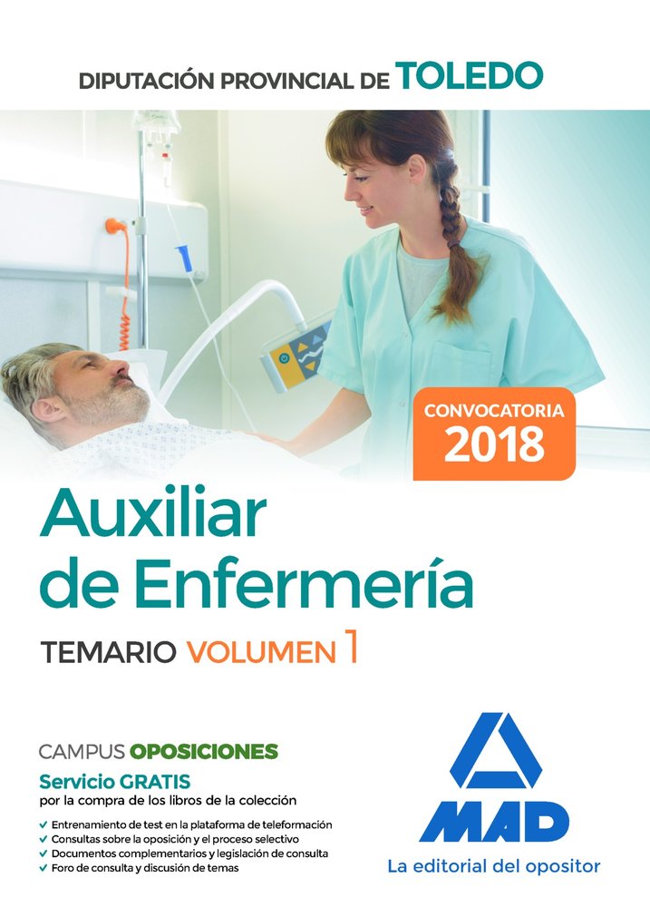 Auxiliar de Enfermería de la Diputación Provincial de Toledo. Volumen 1, de Editores | portada del libro
