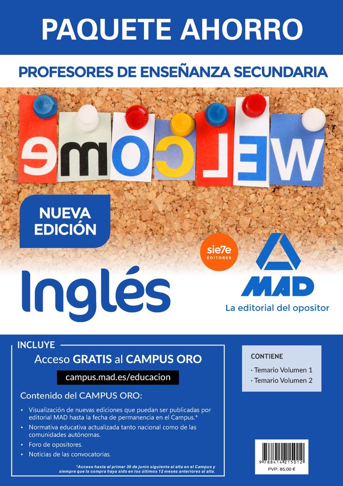 Paquete Ahorro Inglés Cuerpo de Profesores de Enseñanza Secundaria, de VARIOS AUTORES | portada del libro