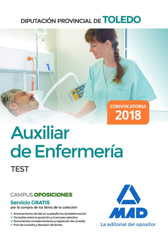Auxiliar de Enfermería de la Diputación Provincial de Toledo. Test, de Editores | portada del libro