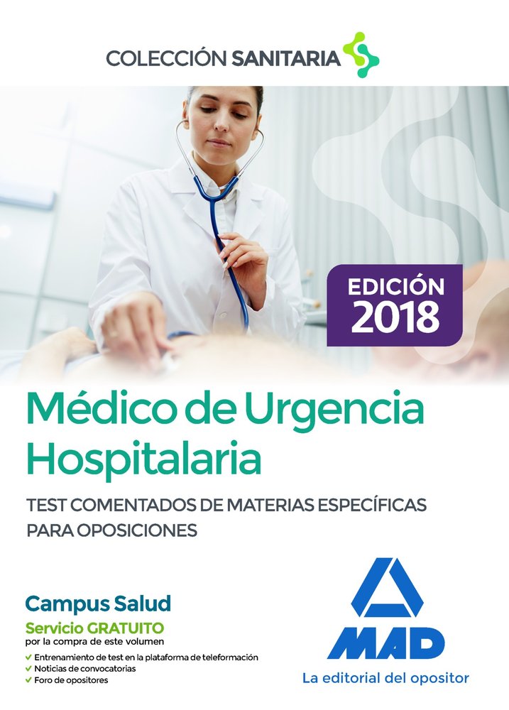 Médico de Urgencia Hospitalaria. Test comentados de materias específicas para oposiciones, de Silva García | portada del libr