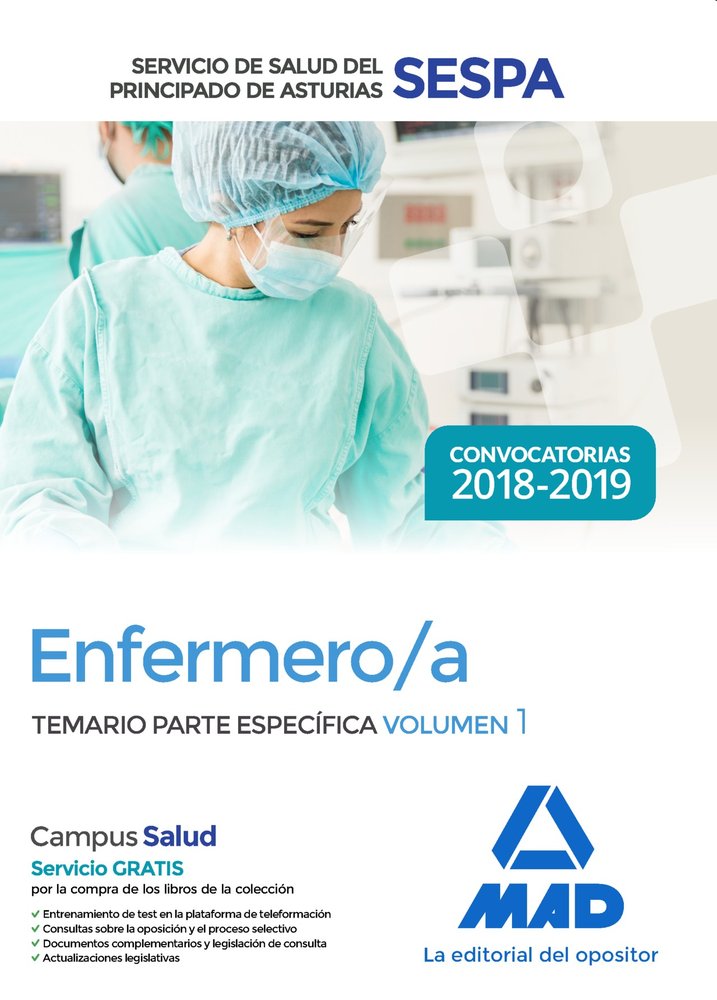 Enfermero/a del Servicio de Salud del Principado de Asturias (SESPA). Temario Parte Específica Volum, de Editores | portada d