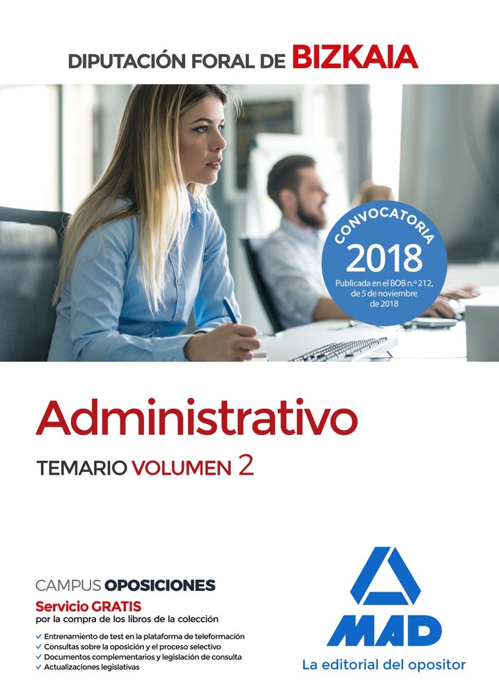 Administrativo de la Diputación Foral de Bizkaia. Temario volumen 2, de Muñoz Labiano | portada del libro