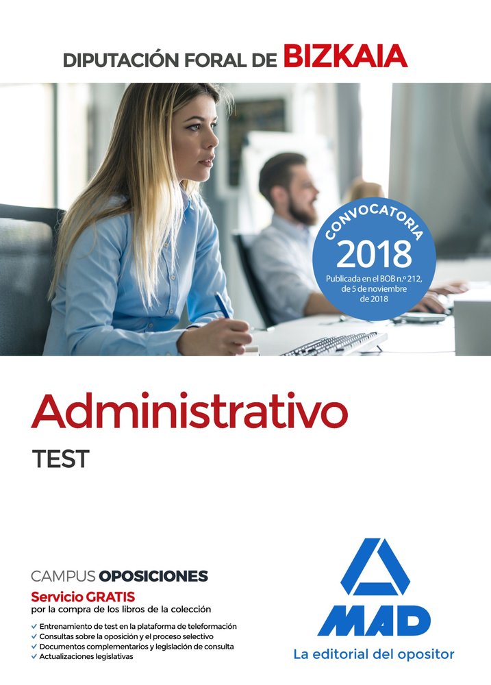 Administrativo de la Diputación Foral de Bizkaia. Test, de 7 | portada del libro