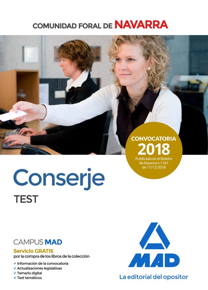 Conserje de la Comunidad Foral de Navarra. Test, de 7 | portada del libro
