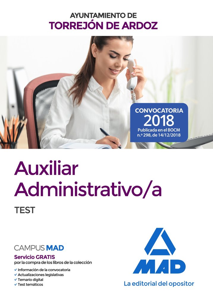 Auxiliar Administrativo/a del Ayuntamiento de Torrejón de Ardoz. Test, de 7 | portada del libro