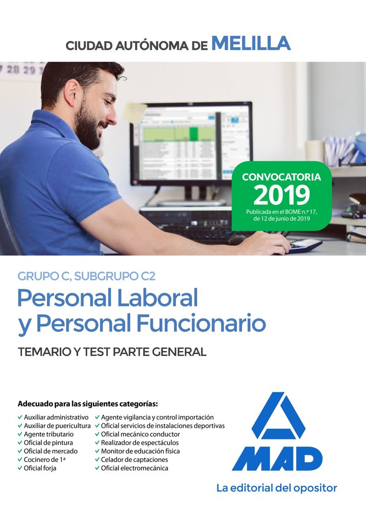 Personal laboral y personal funcionario de la Ciudad Autónoma de Melilla (Grupo C, Subgrupo C2). Tem, de 7 | portada del libr