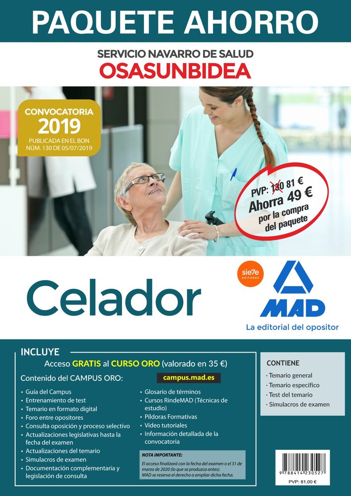 PAQUETE AHORRO CELADOR DEL SERVICIO NAVARRO DE SALUD. AHORRO DE 49 Ç (INCLUYE TE, de VV.AA. | portada del libro