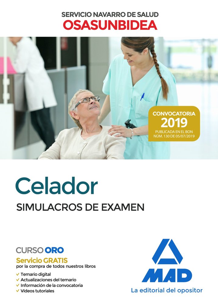 Celador del Servicio Navarro de Salud-Osasunbidea. Simulacros de examen, de Silva García | portada del libro