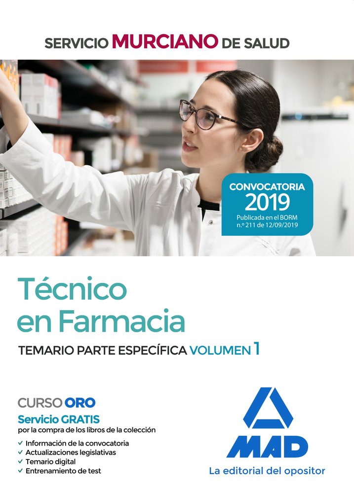 Técnico en Farmacia del Servicio Murciano de Salud. Temario parte específica Vol 1, de Ania Palacio | portada del libro