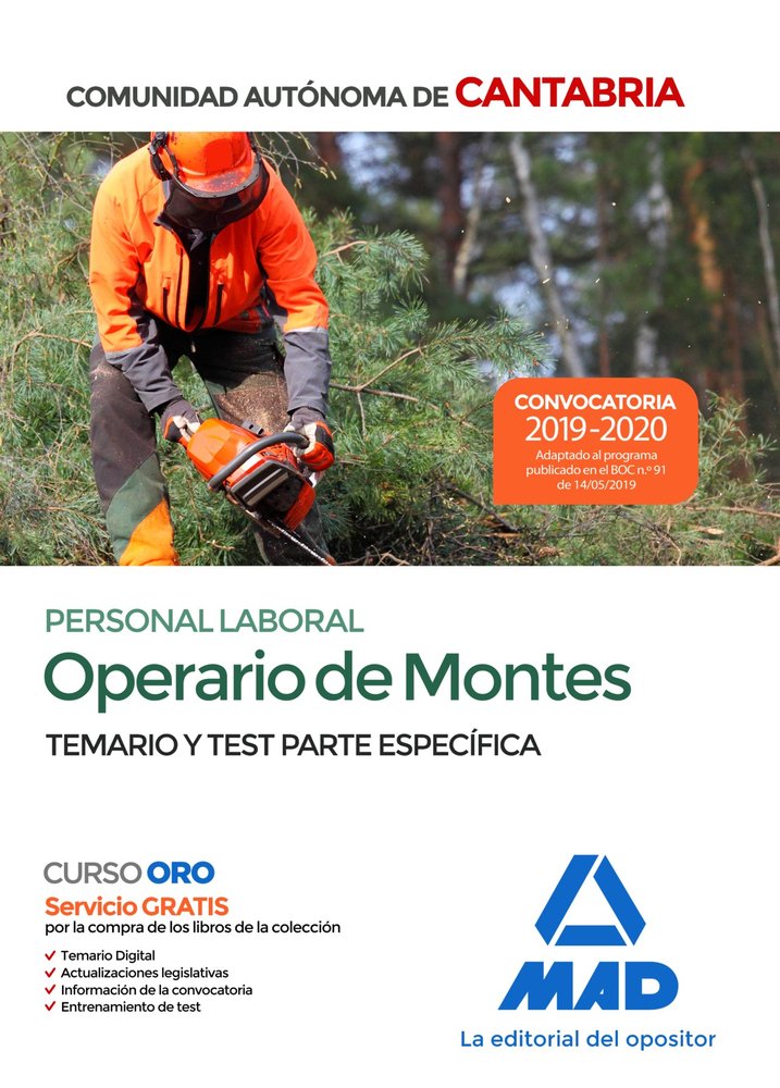 Operario de Montes. Personal Laboral de la Comunidad Autónoma de Cantabria. Temario y Test parte esp, de Costa Pérez | portad