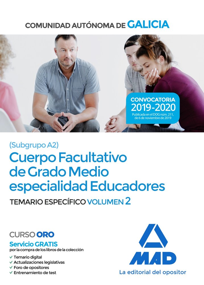 Cuerpo facultativo de grado medio de la Comunidad Autónoma de Galicia (subgrupo A2) especialidad edu, de 7, Editores | portad