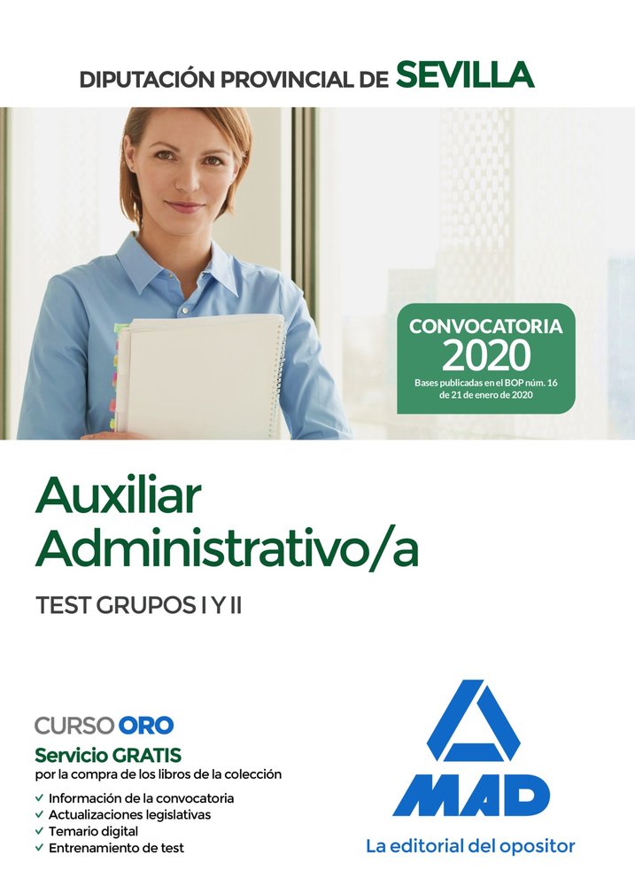 Auxiliar Administrativo/a de la Diputación Provincial de Sevilla. Test de los Grupos I y II, de 7 | portada del libro