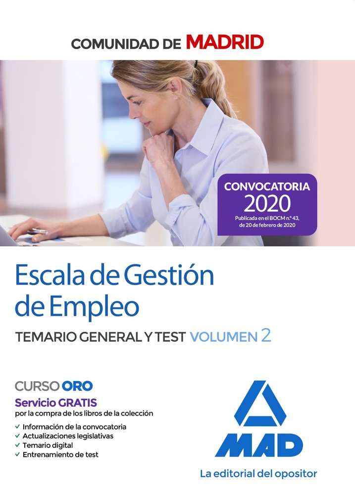 Escala de Gestión de Empleo de la Comunidad de Madrid. Temario general y test Volumen 2, de 7 | portada del libro
