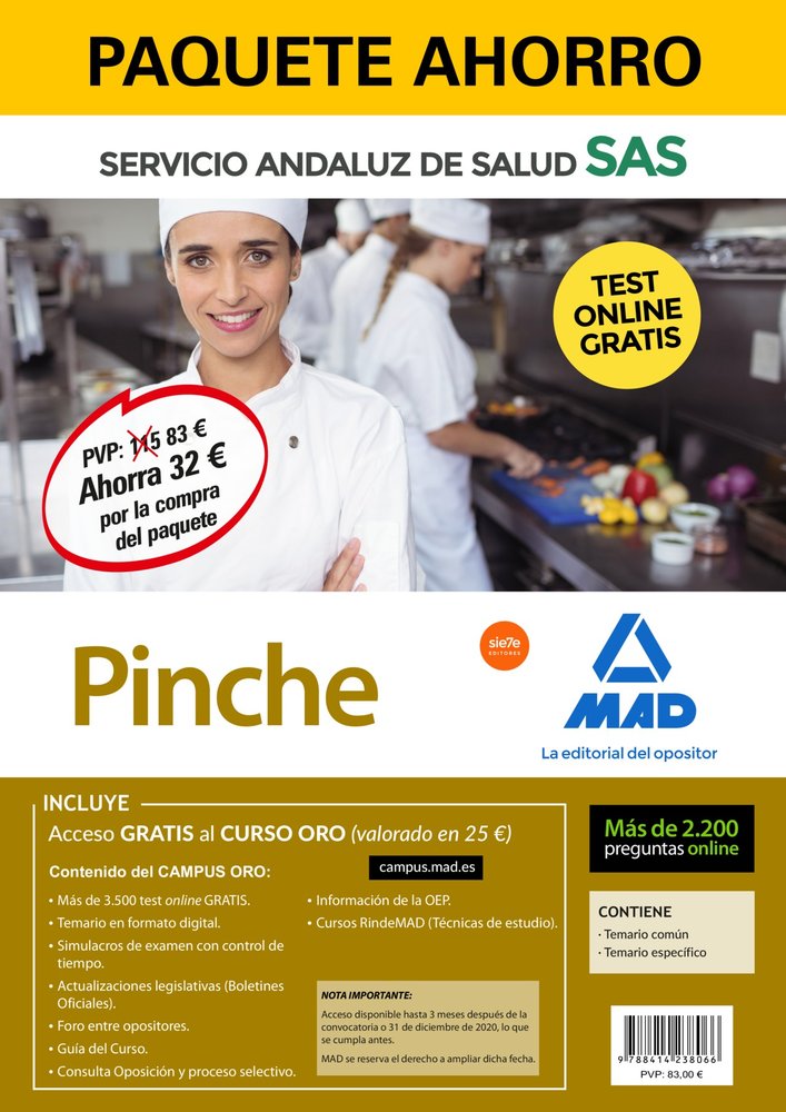 PAQUETE AHORRO Y TEST ONLINE GRATIS PINCHE DEL SERVICIO ANDALUZ DE SALUD. AHORRA, de VV.AA. | portada del libro