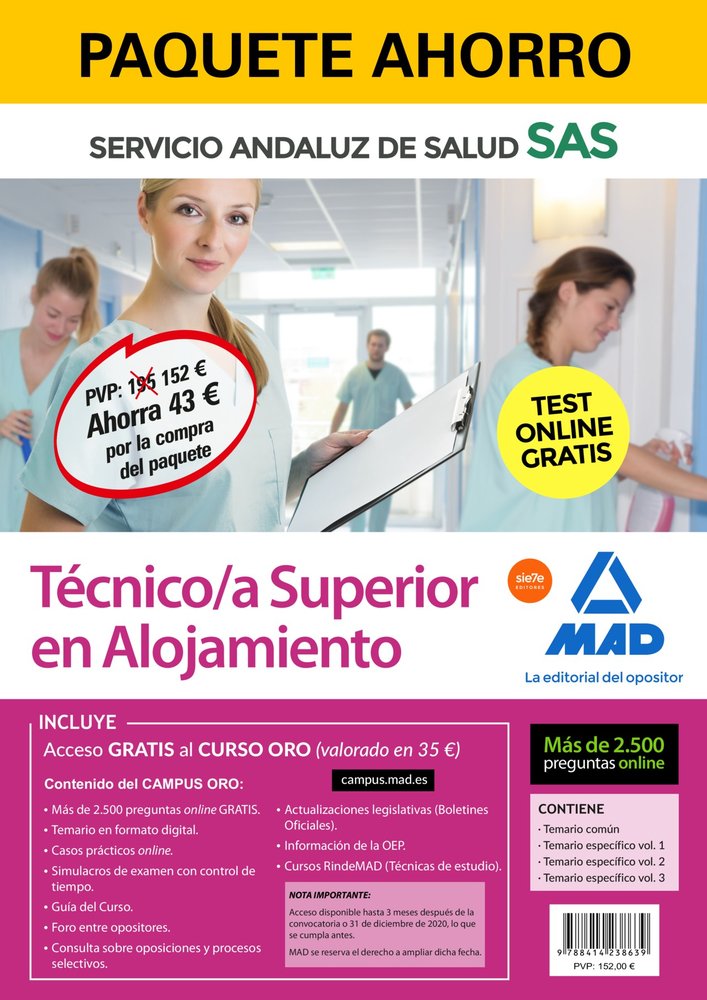 PAQUETE AHORRO Y TEST ONLINE GRATIS TECNICO/A SUPERIOR EN AL, de AA.VV. | portada del libro