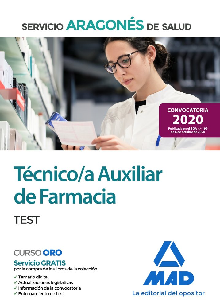 Técnico/a Auxiliar de Farmacia del Servicio Aragonés de Salud (SALUD-Aragón). Test, de 7 EDITORES#GOMEZ MARTINEZ | portada de