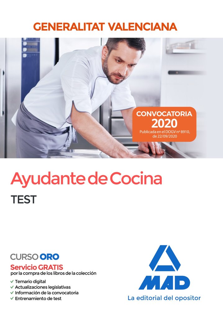 Ayudante de Cocina de la Administración de la Generalitat Valenciana. Test, de Varios autores | portada del libro