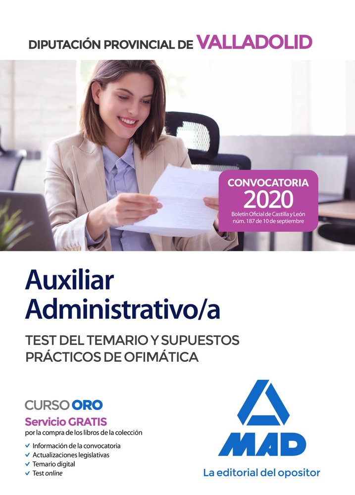 Auxiliar Administrativo de la Diputación Provincial de Valladolid. Test del temario y supuestos prác, de 7 EDITORES | portada
