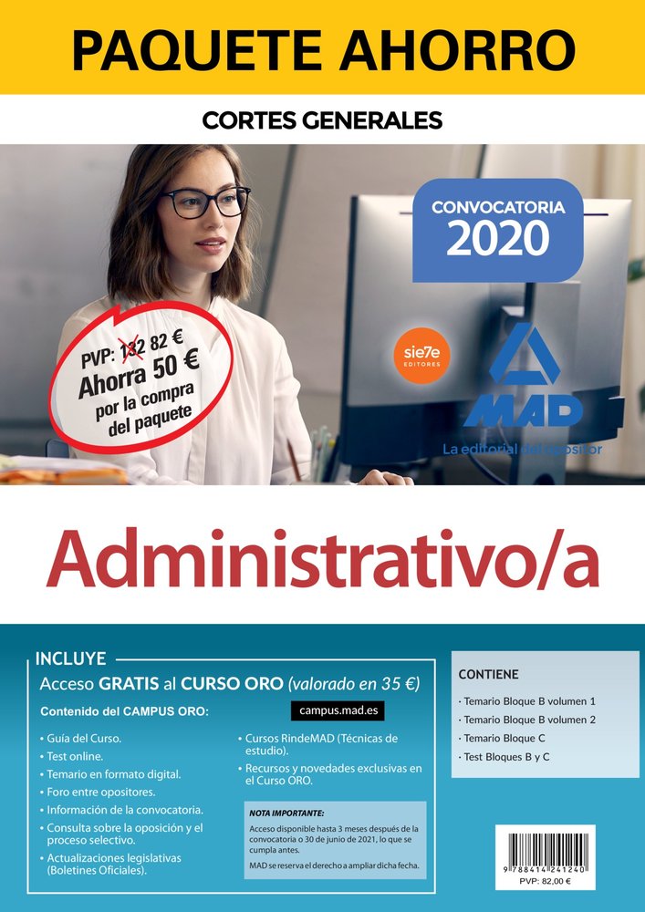 PAQUETE AHORRO ADMINISTRATIVO DE LAS CORTES GENERALES. AHORR, de 7 EDITORES#MARTINEZ DEL FRESNO | portada del libro