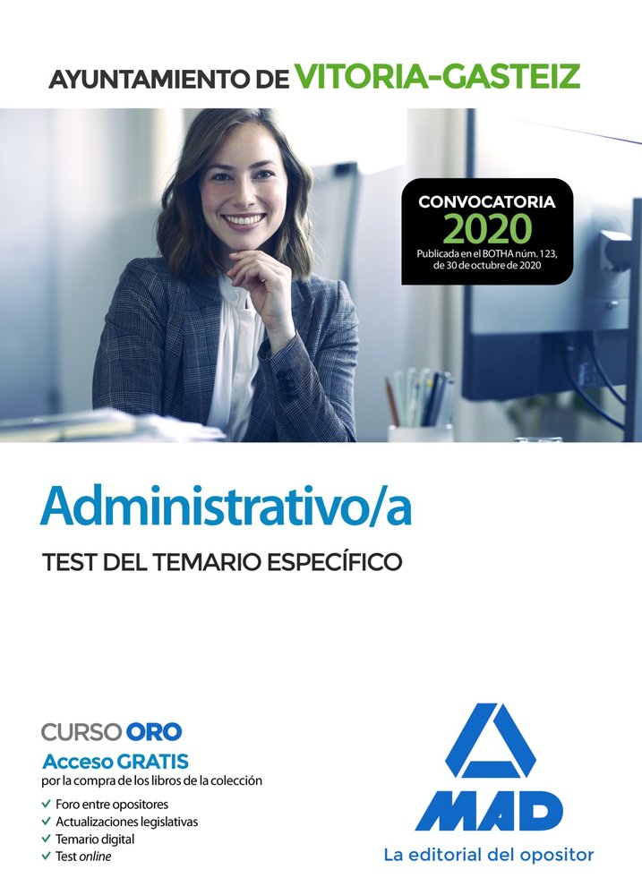Administrativo/a del Ayuntamiento de Vitoria-Gasteiz. Test del Temario Específico., de USERO LOPEZ | portada del libro