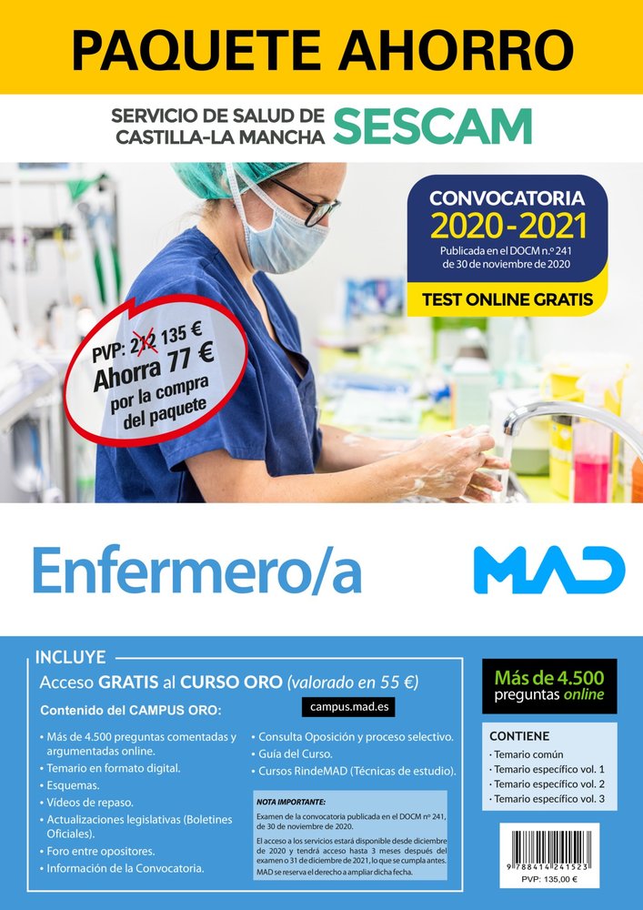 PAQUETE AHORRO Y TEST ONLINE GRATIS ENFERMERO/A DEL SERVICIO, de 7 EDITORES#CLAVIJO GAMERO | portada del libro