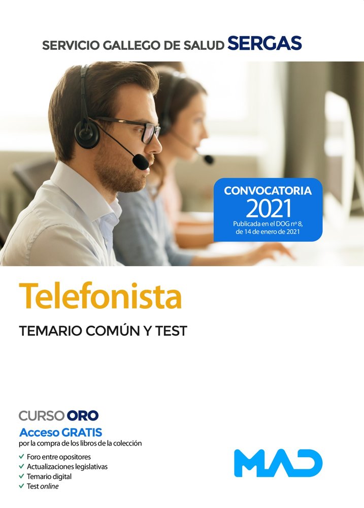 Telefonista del Servicio Gallego de Salud. Temario común y test, de 7 EDITORES#GANCEDO CONS | portada del libro
