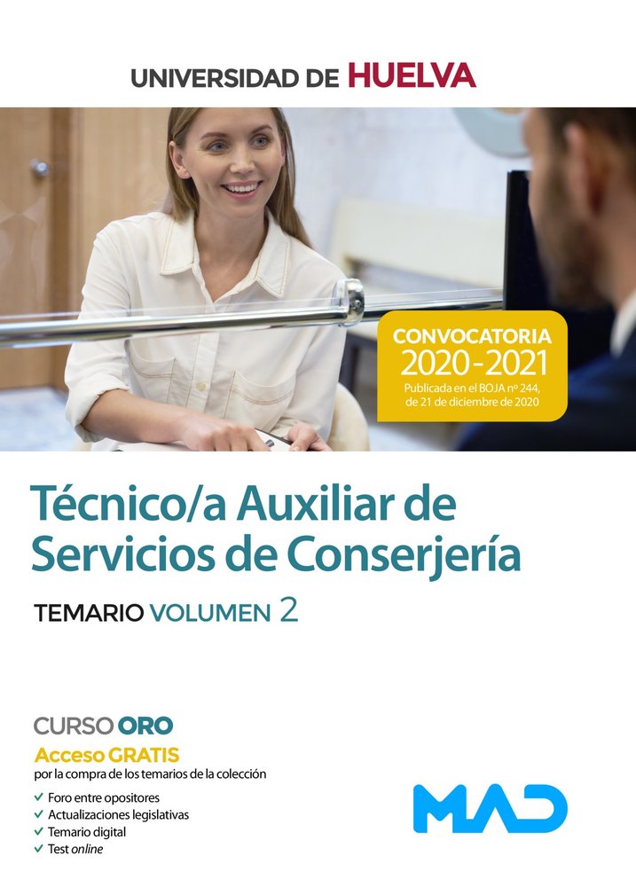 Técnico/a Auxiliar de Servicios de Conserjería de la Universidad de Huelva. Temario volumen 2, de Souto Fernández | portada d