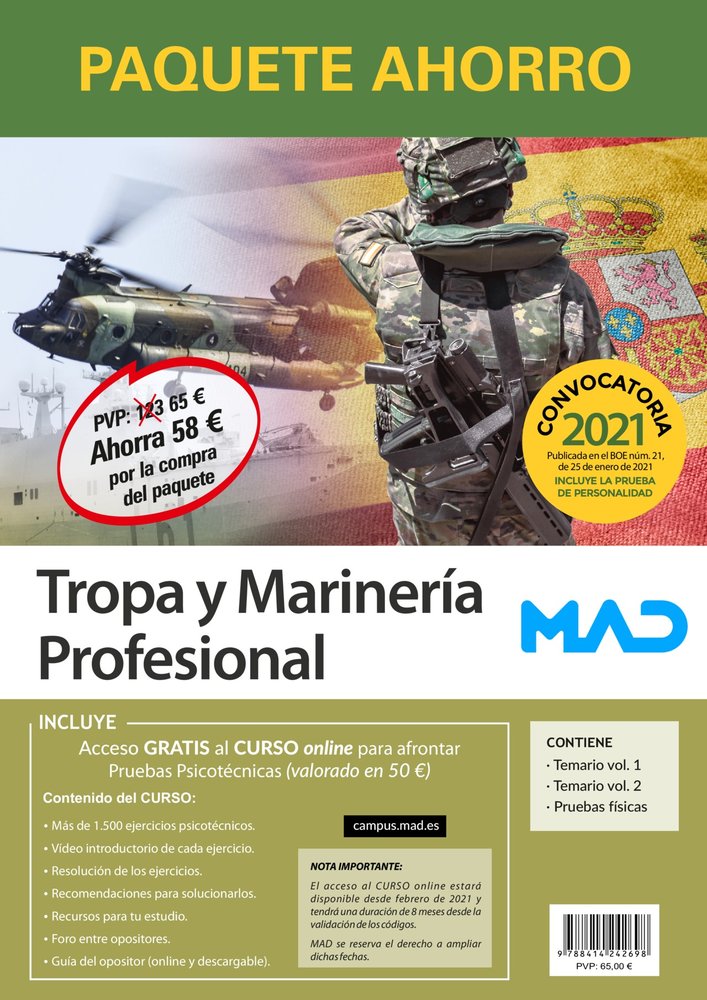 PACK AHORRO PRUEBA APTITUD PARA ACCESO TROPA Y MARINERIA | portada del libro