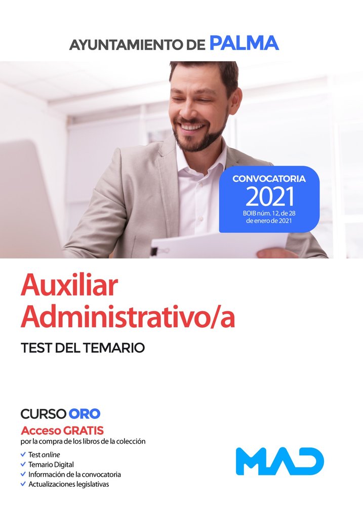 Auxiliar Administrativo/a del Ayuntamiento de Palma. Test del Temario, de 7 EDITORES | portada del libro