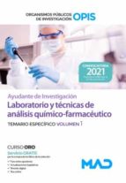 AYUDANTE DE INVESTIGACION OPIS TEMARIO ESPECIFICO 1, de Varios autores | portada del libro