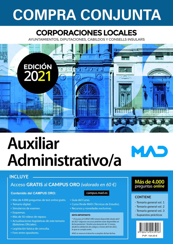 COMPRA CONJUNTA AUXILIAR ADMINISTRATIVO DE CORPORACIONES LOC, de 7 EDITORES#RODRIGUEZ RIVERA | portada del libro