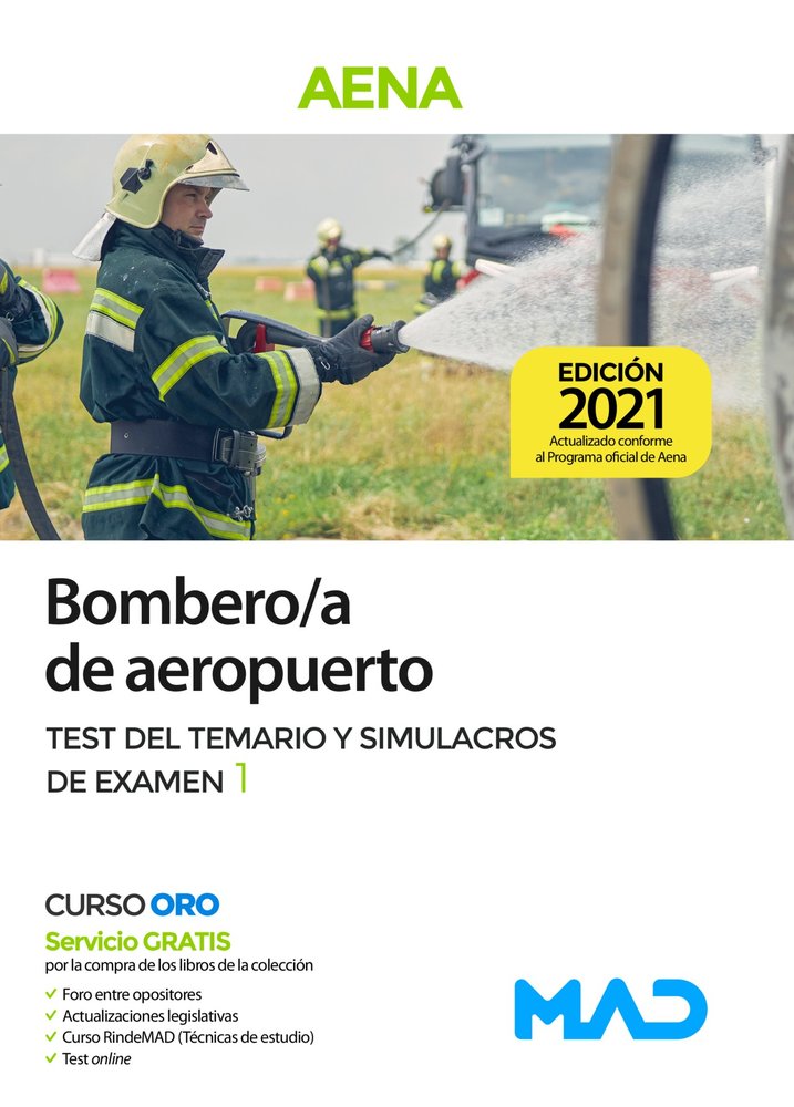 Bombero/a de aeropuerto (AENA). Test del Temario y Simulacros de examen 1, de JARAMILLO CUESTA | portada del libro
