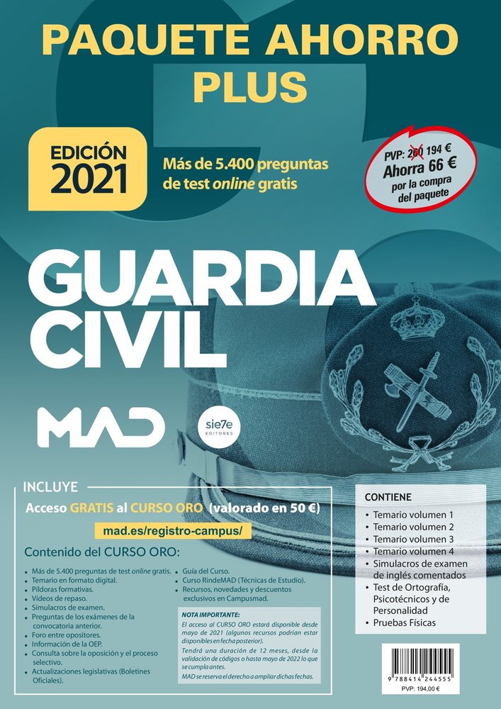 PAQUETE AHORRO PLUS GUARDIA CIVIL | portada del libro