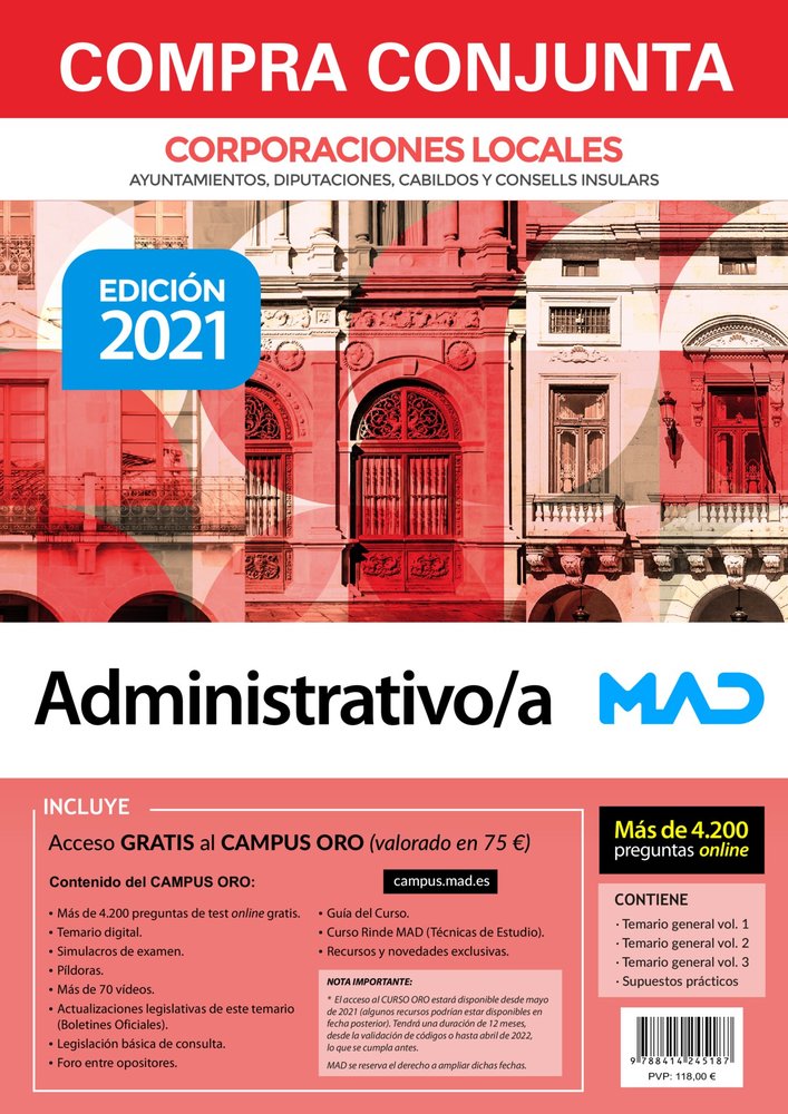 COMPRA CONJUNTA ADMINISTRATIVO/A DE CORPORACIONES LOCALES. I, de 7 EDITORES#USERO LOPEZ | portada del libro