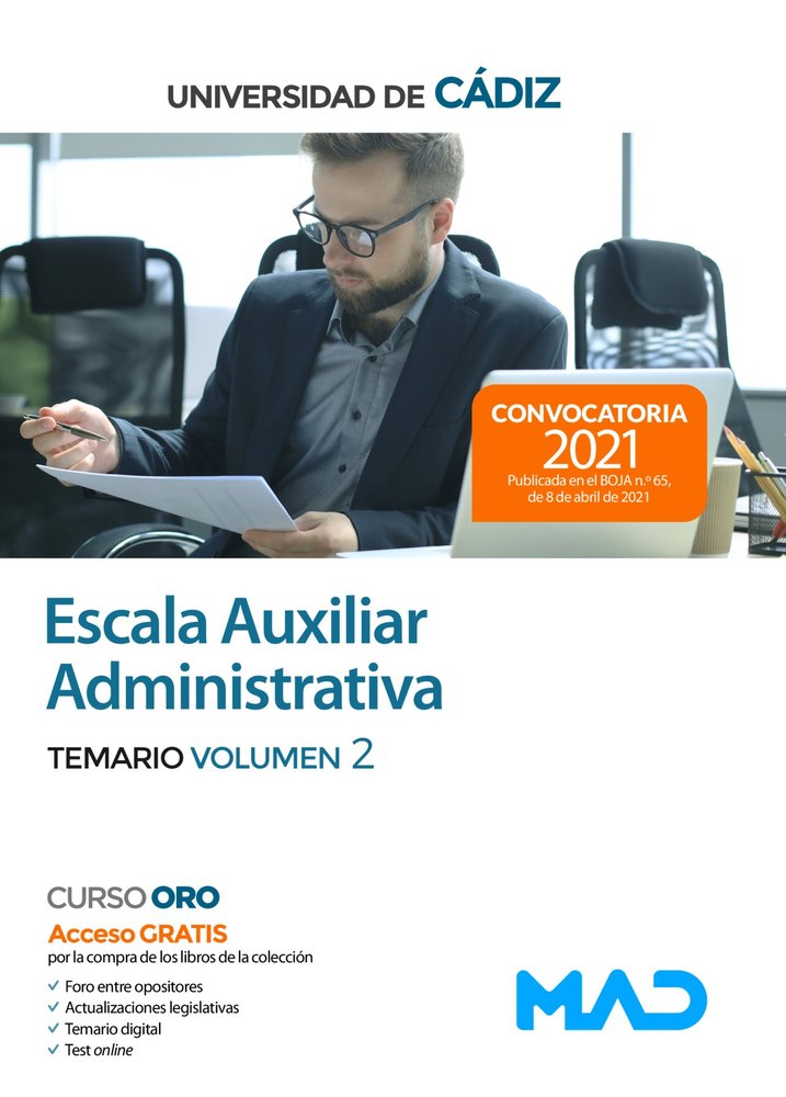ESCALA AUXILIAR ADMINISTRATIVA DE LA UNIVERSIDAD DE CADIZ. T, de CALVO PRIETO | portada del libro