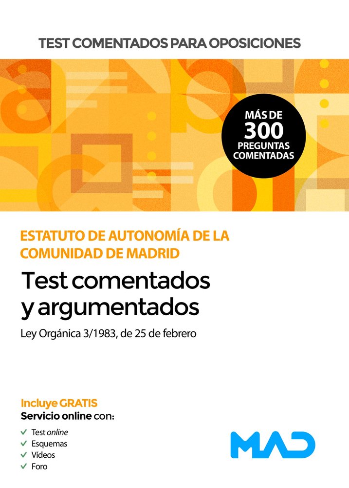 TEST COMENTADOS PARA OPOSICIONES DEL ESTATUTO DE AUTONOMIA D, de BABI RUIZ | portada del libro